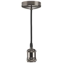 Knightsbridge Vintage 6" Pendant Set Light Fitting E27 Black Nickel 3 1/2"