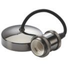 Knightsbridge Vintage 6" Pendant Set Light Fitting E27 Black Nickel 3 1/2"