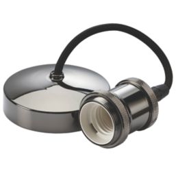 Knightsbridge Vintage 6" Pendant Set Light Fitting E27 Black Nickel 3 1/2"