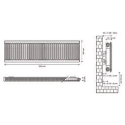 Flomasta 500mm x 1800mm 4991BTU White Type 11 Convector Radiator