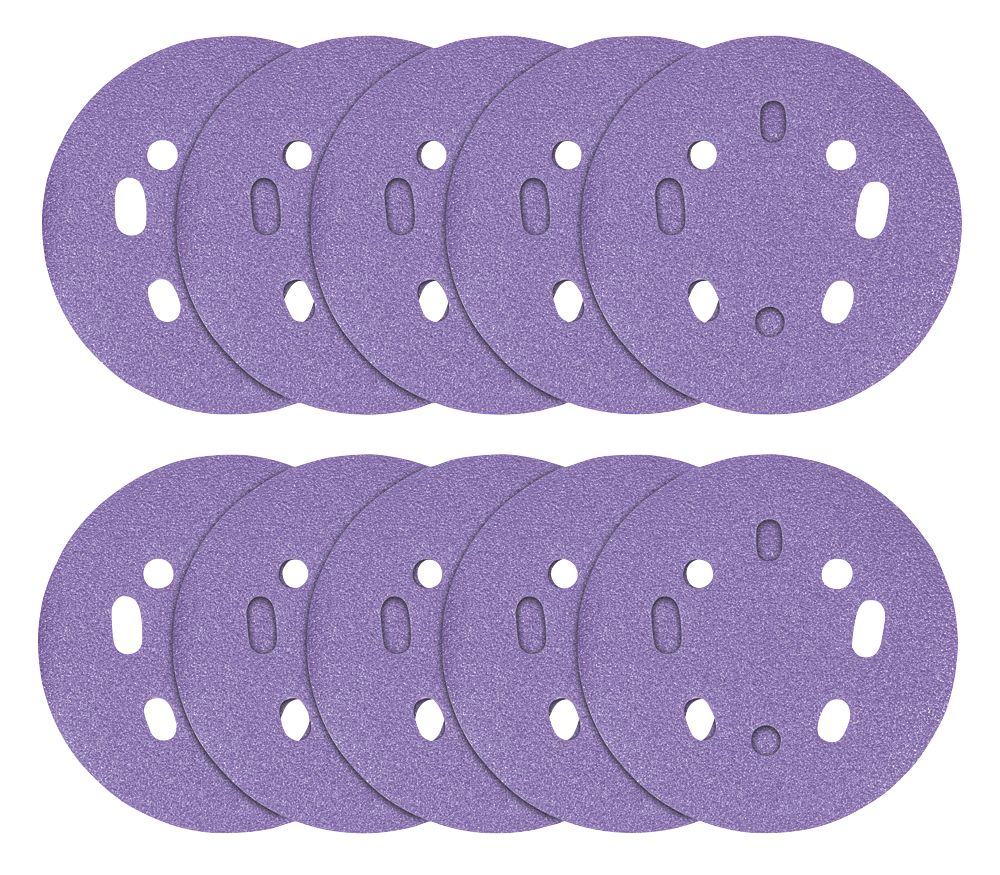 Trend AB/125/80Z 80 Grit 8Hole Punched MultiMaterial Sanding Discs 125mm 10 Pack Screwfix