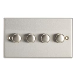 Contactum iConic 4-Gang 2-Way  Dimmer Switch  Brushed Steel