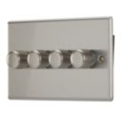 Contactum iConic 4-Gang 2-Way  Dimmer Switch  Brushed Steel