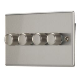 Contactum iConic 4-Gang 2-Way  Dimmer Switch  Brushed Steel