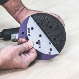 Trend  AB/150/M6 60, 120 & 240 Grit 14-Hole Punched Wood, Paint, Plastic, Filler, Plaster & Metal Random Orbital Sanding Discs 150mm 6 Pack