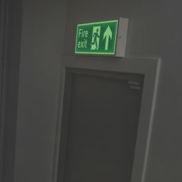 Essentials  Photoluminescent "Fire Exit Man Up Arrow" Sign 150mm x 450mm