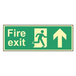 Essentials  Photoluminescent "Fire Exit Man Up Arrow" Sign 150mm x 450mm