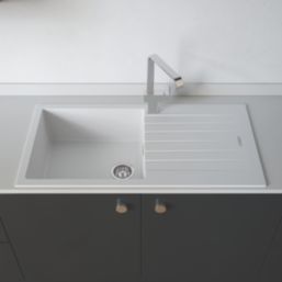 Carysil TD100L-WH 1 Bowl Granite Composite Kitchen Sink White Reversible 1000mm x 500mm