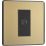 British General Evolve 1-Gang Coaxial TV / FM Socket Satin Brass with Black Inserts