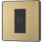 British General Evolve 1-Gang Coaxial TV / FM Socket Satin Brass with Black Inserts