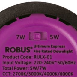 Robus Ultimum Fixed  Fire Rated LED Wattage & CCT Selectable Downlight White 5/7W 660/820lm