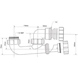 McAlpine SM10 Bath Trap White 40mm