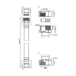Flomasta Straight Flexible Compression Hose 22mm x 3/4" x 1000mm