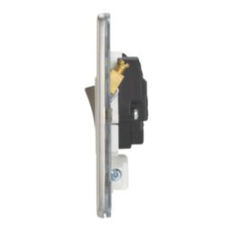 Contactum Lyric 20A 1-Gang DP Control Switch & Flex Outlet Brushed Steel  with White Inserts