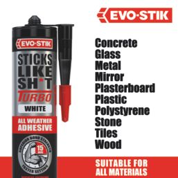 Evo-Stik Sticks Like Sh*t Turbo Solvent-Free Grab Adhesive White 290ml