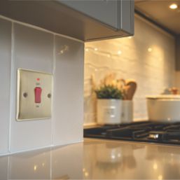 British General Nexus Metal 45A 1-Gang DP Cooker Switch Antique Brass with LED