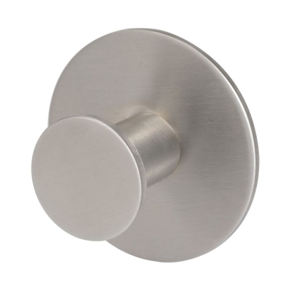 Eclipse SelfAdhesive Circular Coat Hook Satin Stainless Steel 48mm