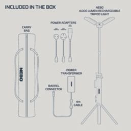 Nebo 4K Rechargeable LED 2-Head Tripod Light 4000lm