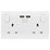 LAP  13A 2-Gang SP Switched Socket + 3.1A 15.5W 2-Outlet Type A USB Charger White