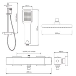 Aqualisa Sierra Safe Touch Rear-Fed Exposed Chrome Thermostatic Bar Diverter Mixer Shower