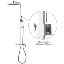 Aqualisa Sierra Safe Touch Rear-Fed Exposed Chrome Thermostatic Bar Diverter Mixer Shower