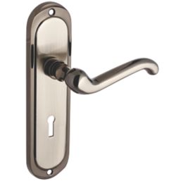 Smith & Locke Sandsend Fire Rated Long Lever Lock Door Handles Pair Satin / Black Nickel