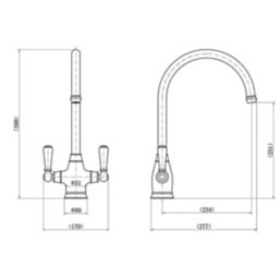 ETAL Oswald Dual Lever Kitchen Mixer Pewter