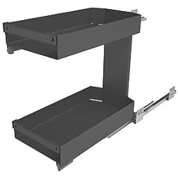 Hafele Anthracite Pull-Out Kitchen Shelf with 2 Baskets 300mm