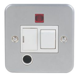 Essentials  13A Switched Metal Clad Fused Spur & Flex Outlet with Neon  with White Inserts