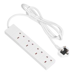 Essentials 13A 4-Gang Unswitched  Extension Lead White 2m