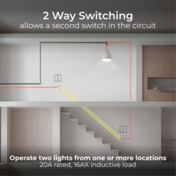 British General Evolve 20A 16AX 2-Gang 2-Way Light Switch  Satin Brass