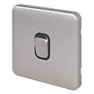 Schneider Electric Lisse Deco 10AX 1-Gang Intermediate Switch Brushed Stainless Steel with Black Inserts