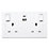 British General 800 Series 13A 2-Gang SP Switched Socket + 4.2A 15W 2-Outlet Type A & C USB Charger White