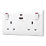 British General 800 Series 13A 2-Gang SP Switched Socket + 4.2A 15W 2-Outlet Type A & C USB Charger White