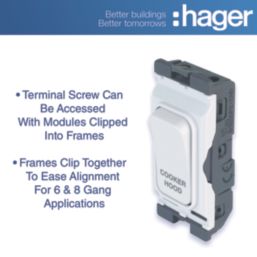 Hager Sollysta WMGSDP2/CHD 20A Grid 2-Pole Cooker Hood Switch White  with White Inserts