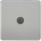 Knightsbridge  1-Gang Coaxial TV Socket Brushed Chrome