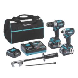 Makita DK0114G202 40V 2 x 2.5Ah Li Ion XGT Brushless Cordless Combi Drill Impact Driver Twin Kit Screwfix