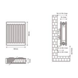 Flomasta 500mm x 500mm 1960BTU White Type 21 Convector Radiator