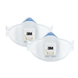 3M 9322+ Aura Cool Flow Comfort Disposable Valved Masks P2 2 Pack
