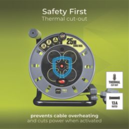 PRO XT OMU2513 13A 4-Gang 25m  Cable Reel 240V