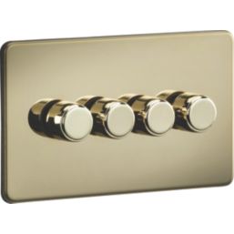 Knightsbridge  4-Gang 2-Way LED Intelligent Dimmer Switch  Polished Brass