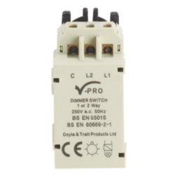 Contactum  2-Way LED Grid Dimmer Switch Brushed Steel with Black Inserts