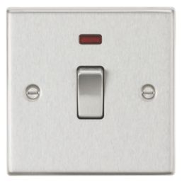 Knightsbridge  20A 1-Gang DP Control Switch Brushed Chrome with LED