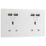 LAP  13A 2-Gang Unswitched Socket + 4.2A 10.5W 4-Outlet Type A USB Charger White