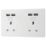 LAP  13A 2-Gang Unswitched Socket + 4.2A 10.5W 4-Outlet Type A USB Charger White