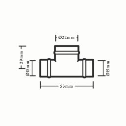 Flomasta  Copper Solder Ring Reducing Tee 15mm x 15mm x 22mm