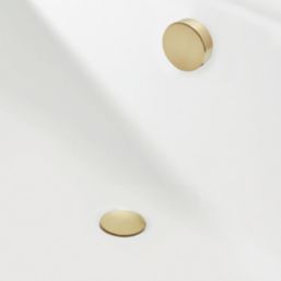 Highlife Bathrooms  Brushed Brass Round Head Bath Overflow Filler Tap  With Clicker Waste