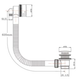 Highlife Bathrooms  Brushed Brass Round Head Bath Overflow Filler Tap  With Clicker Waste