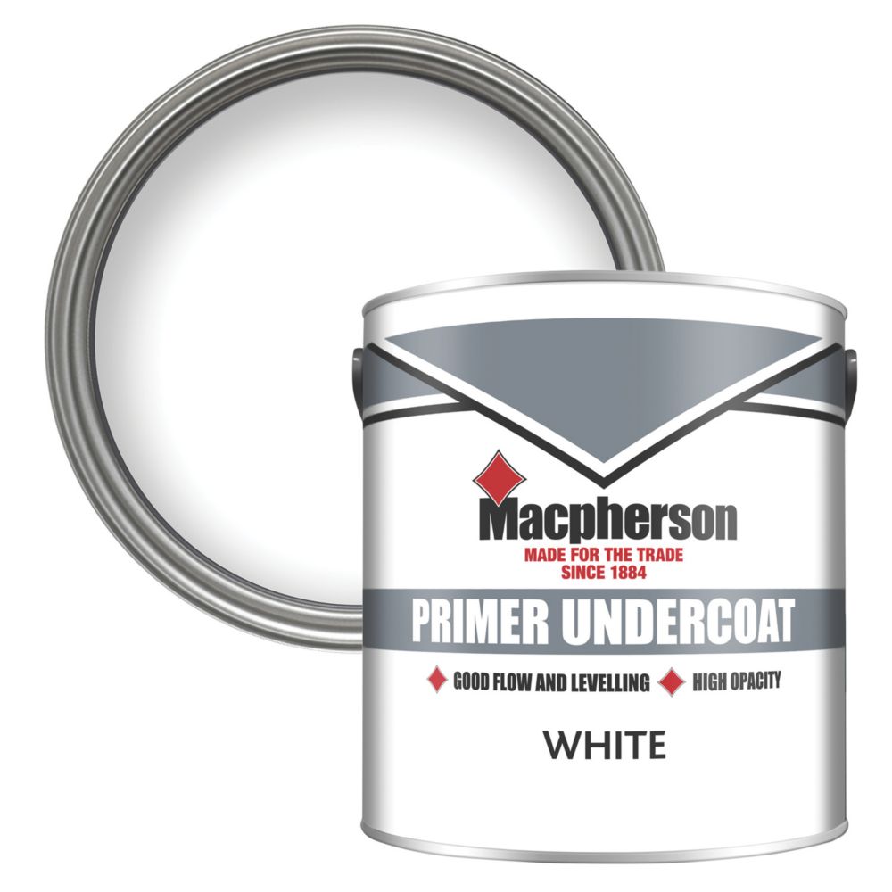 Macpherson 2.5Ltr White Matt Interior Wood & Metal Primer Undercoat ...