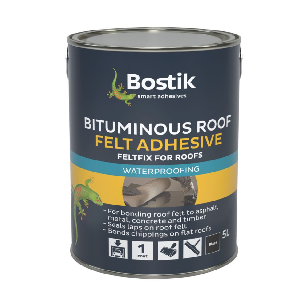 Bostik Feltfix Bituminous Roof Felt Adhesive Black 5Ltr Screwfix